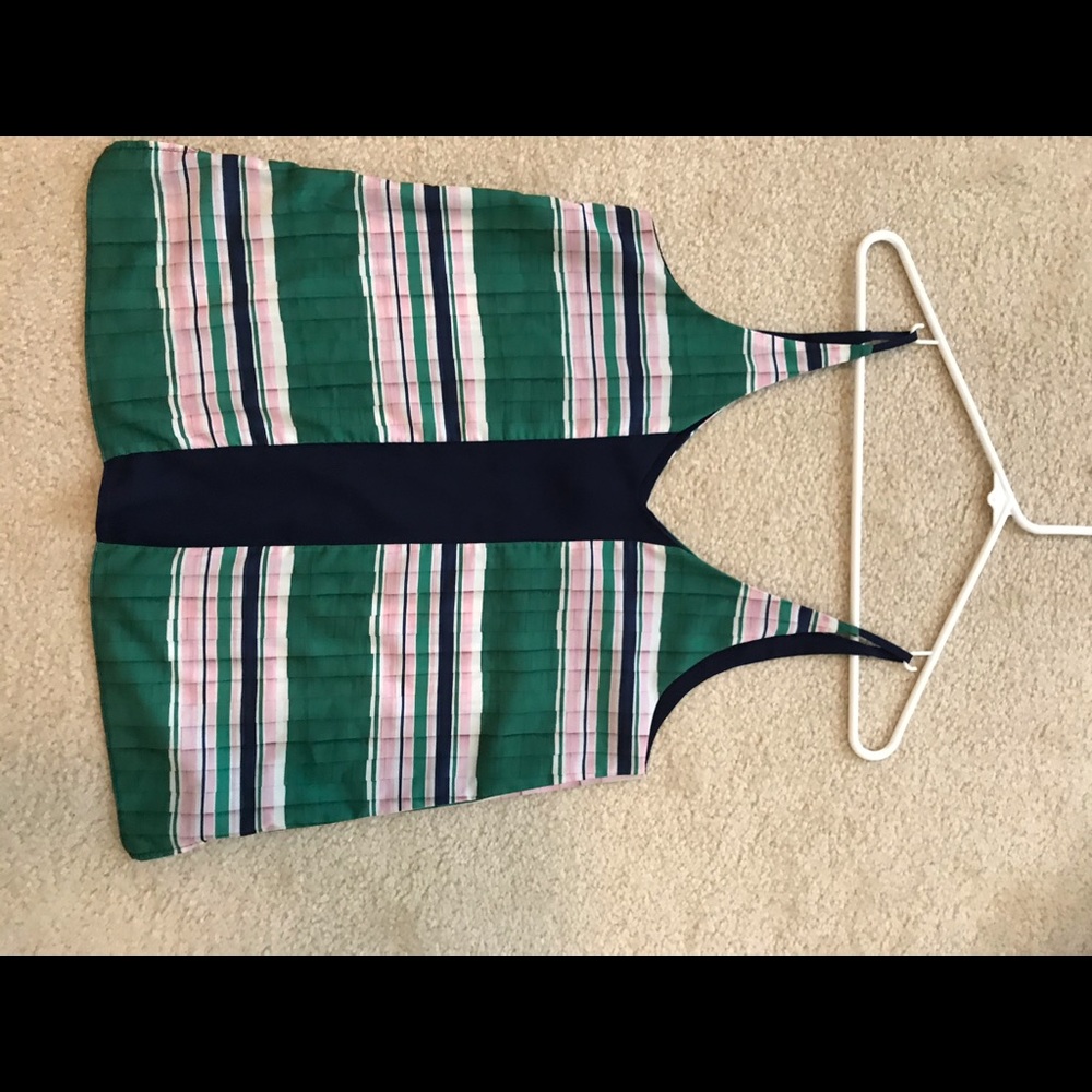 Top shop navy, green, white dressy tank.